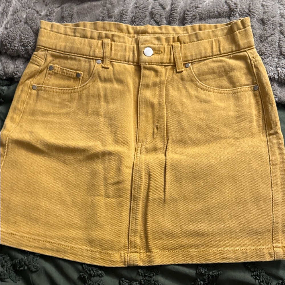 Newbury Kustom Mustard Mini Skirt
